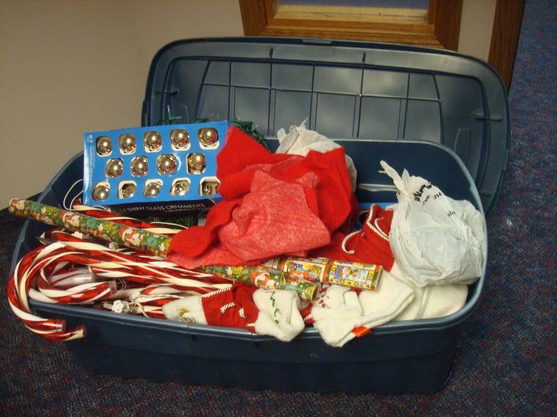 Bin With Christmas Items