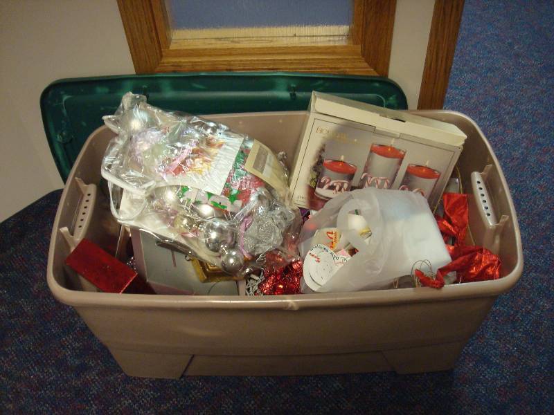 Bin With Some Christmas Items