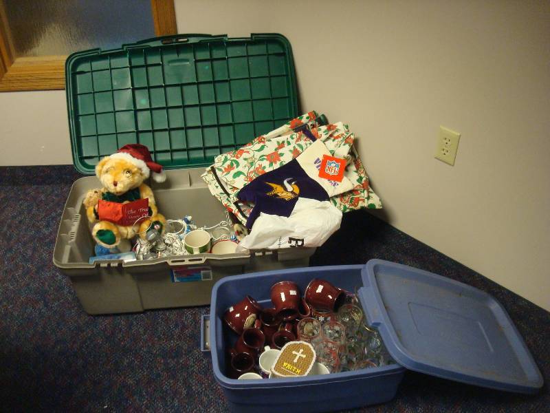 Two Bins Of Christmas Items