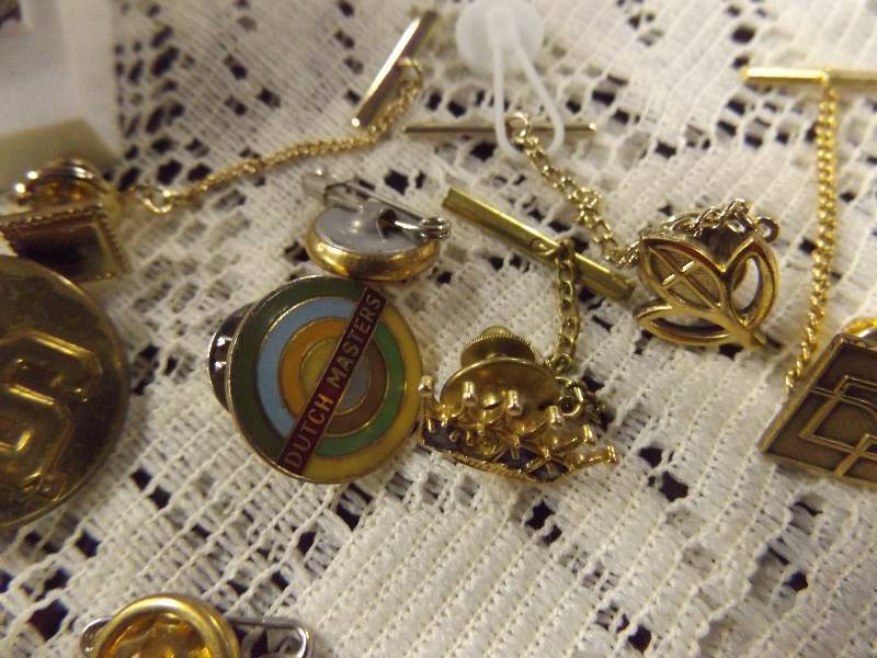 Vintage Tie Tacks, Cuff Links, Leather Wallet
