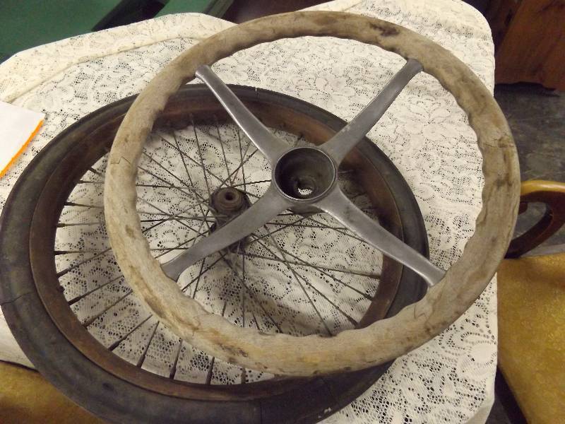 Vintage Wood Steering Wheel, Tire