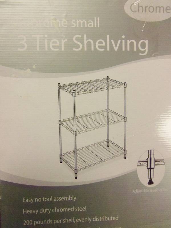 lot 77 image: Three Tier Chrome Shelving