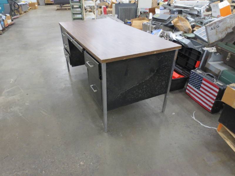 Black metal desk
