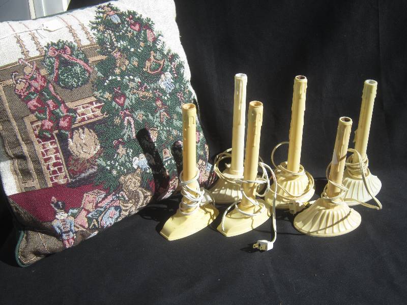 Vintage Candle Lights and Christmas Pillow