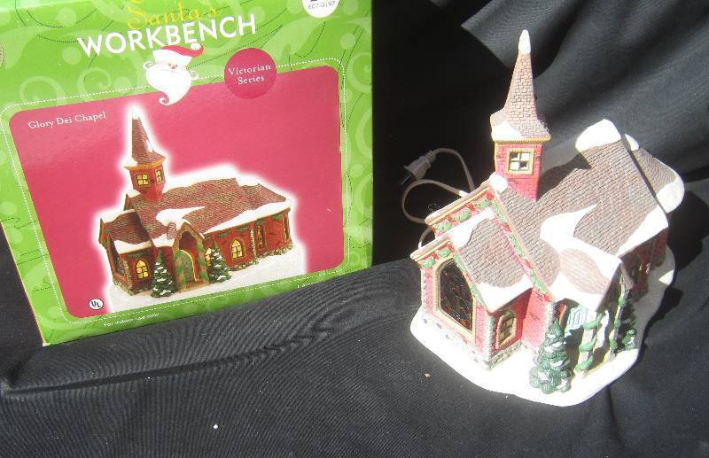 Santas Workbench Glory Dei Chapel Christmas House with Box - Collectible Victorian Series