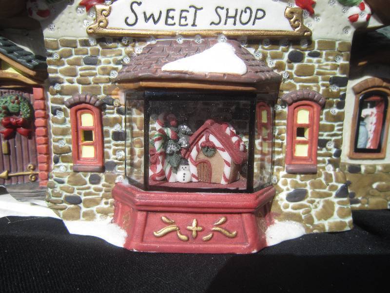 Sweet Shop - Porcelain Fiber Optic Christmas House with Box - Collectible Hand Painted