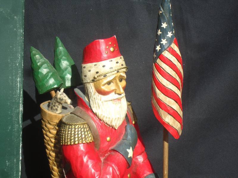 Leo Smith Folk Art Stars and Stripes Santa