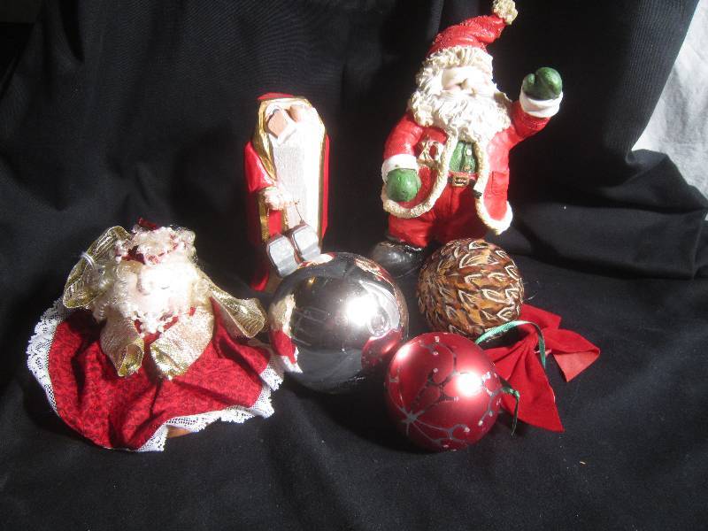 Christmas Lot - Hand Carved Santa Nowicki and Santa Figurine, ETC