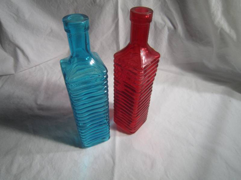 Collectible Teal and Red Bottles 11 High