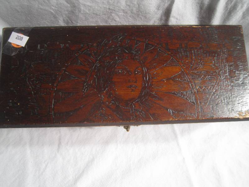 Antique Wooden Burned Box - Very Unique 12 12 X 3 12 x 5