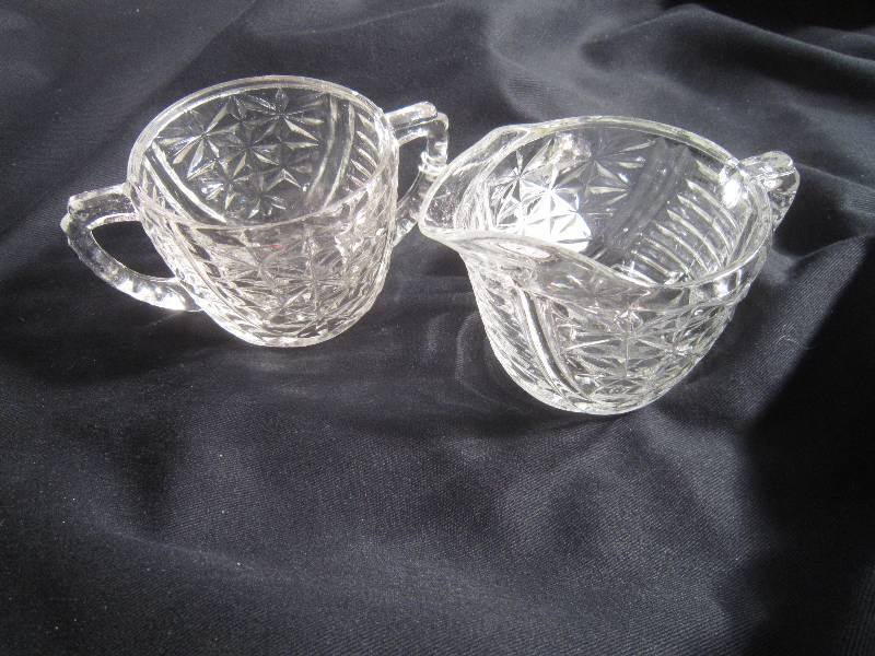 Pressed Glass Vintage Creamer and Sugar