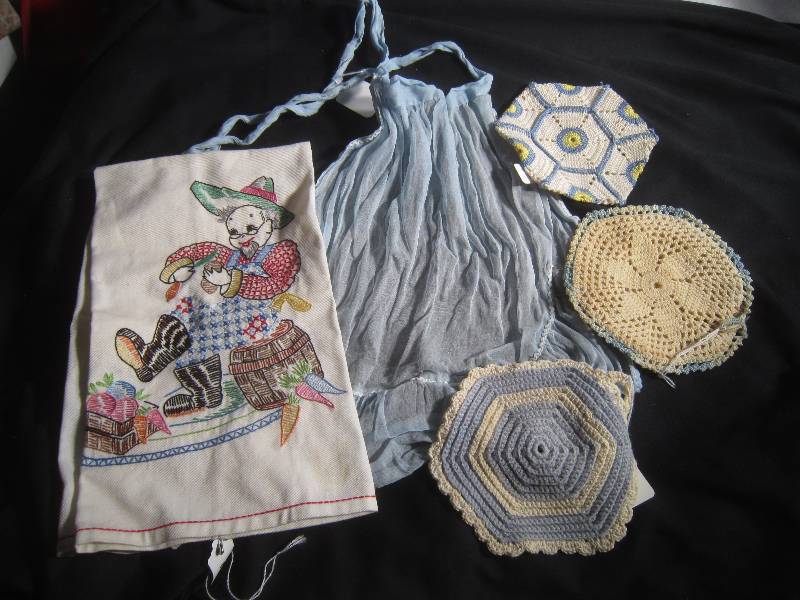 Vintage Apron & Hand Towel and Hot Pads