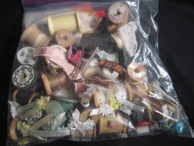 Vintage Wooden Spools and Sewing