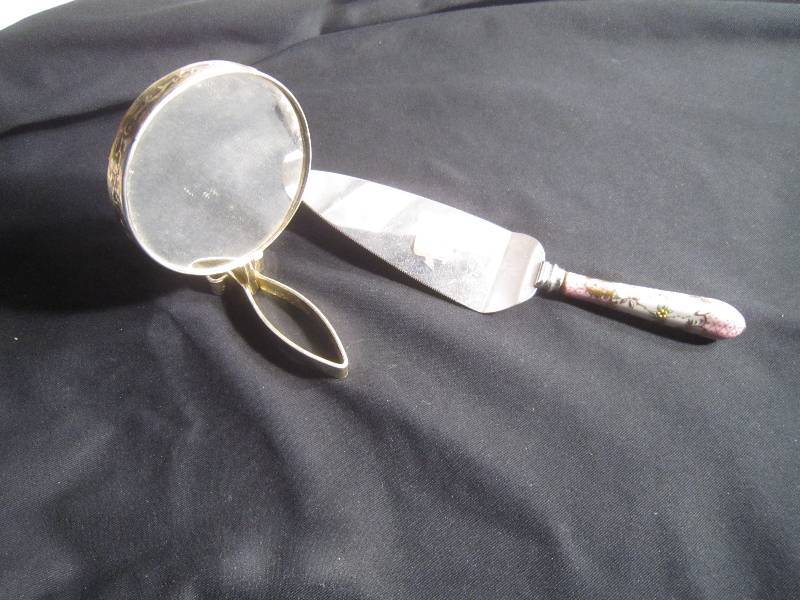 Vintage Hand Held Mirror and Pie Server