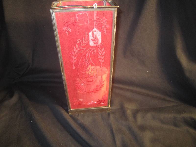 Tall Glass Candleholder Red with Door 13 12