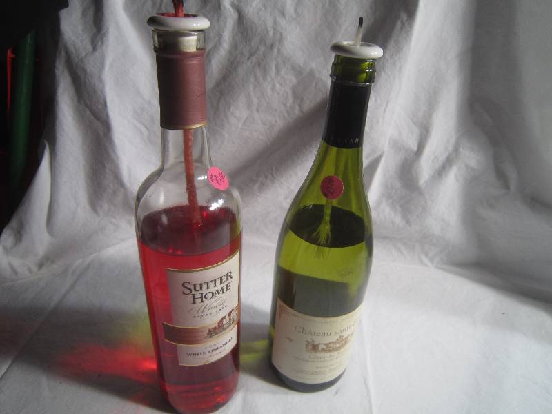 2 Wine Bottle Candle with oil