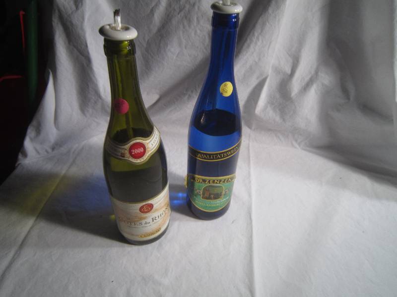 2 Wine Bottle Candles with oil