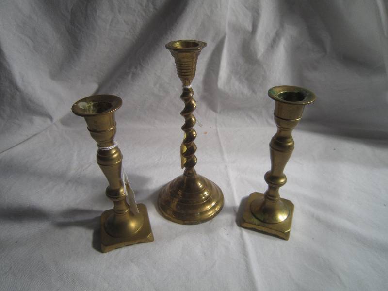 3 Brass Candle Holder 1 - 7 12 the Pair is 6