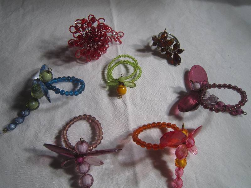 Lot of New Napkin Rings - Very Unique Dragonflies, Bug, Bee & Flower