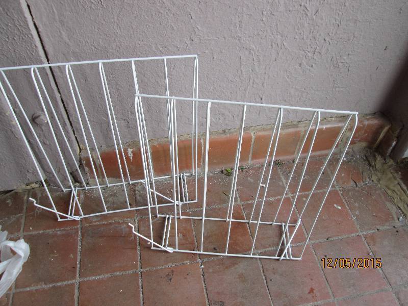 2 white display racks ...