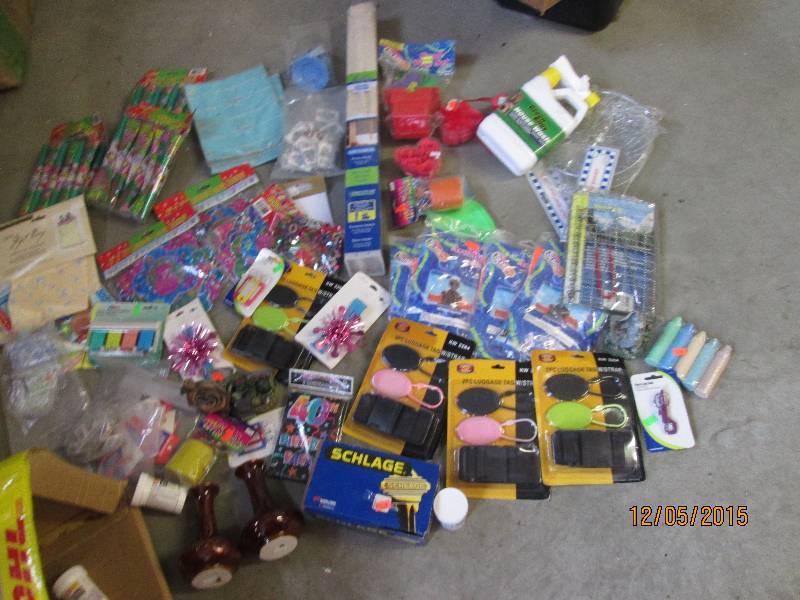 mixed lot of party supplies, pills,...