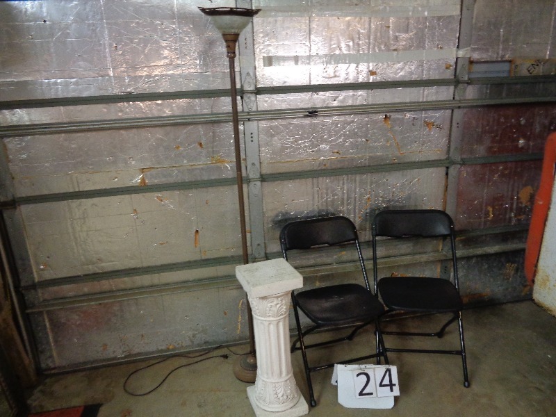 Folding Chairs, Lamp, Pedestal