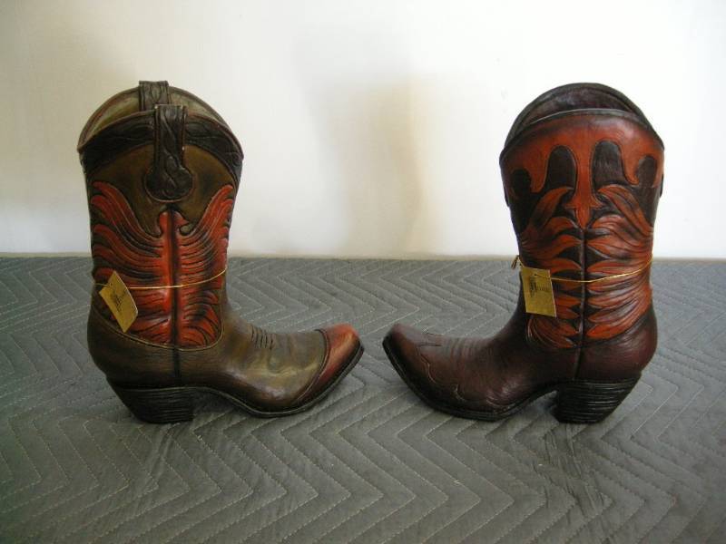 2 Cowboy Boot Vases