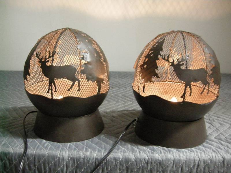Pair Buck-Themed Lamps
