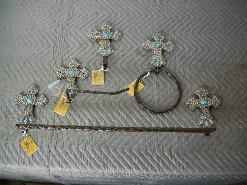 Turquoise Cross Bathroom Set