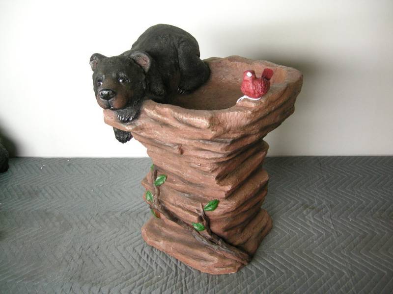 Bleack Bear Bird Bath