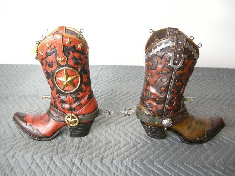 Two Cowboy Boot Birdhouses