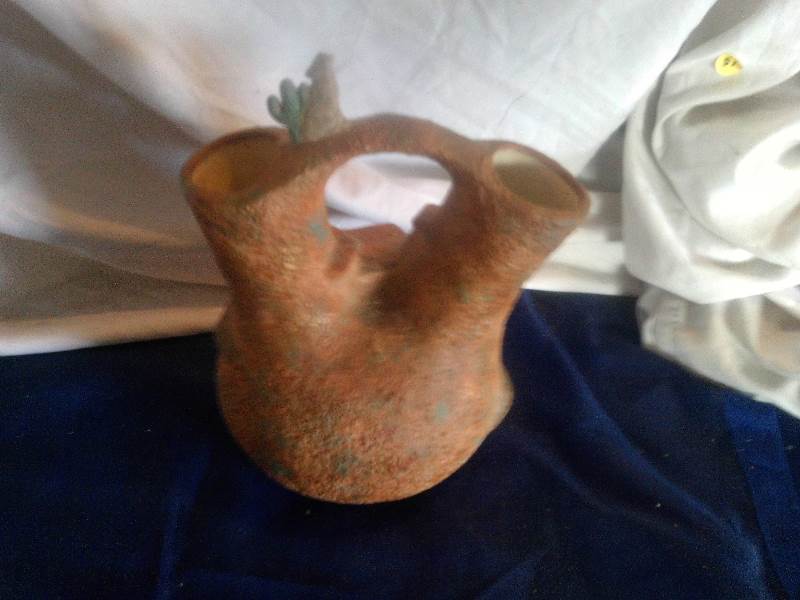 clay pottery 2 sided vase