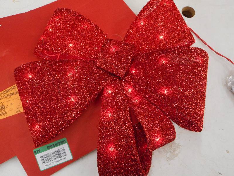 18 INCH RED TINSEL LIGHTED BOW