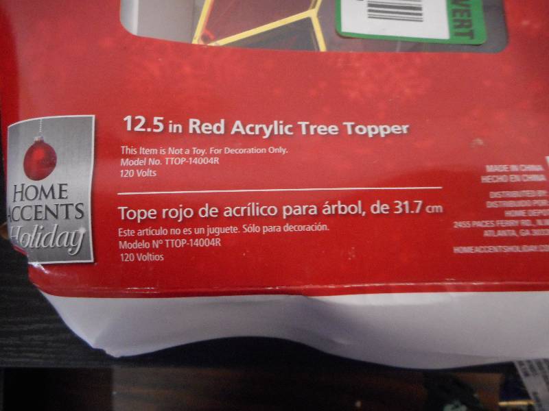 HOME ACCENTS HOLIDAY 12.5 INCH LED TREE TOPPER