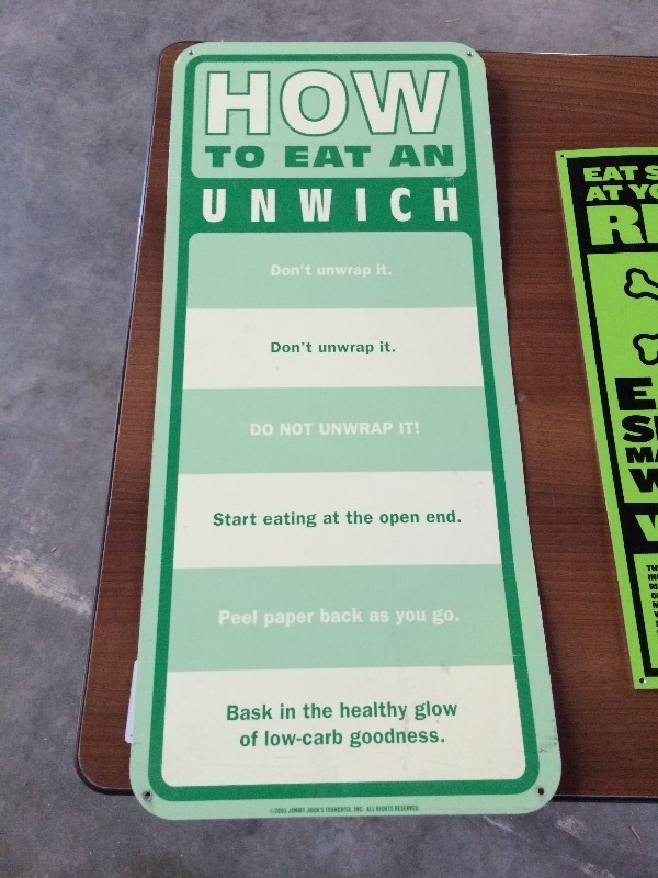 Jimmy Johns Signage - Great for man cave  Lot of 4 see all pictures for more details