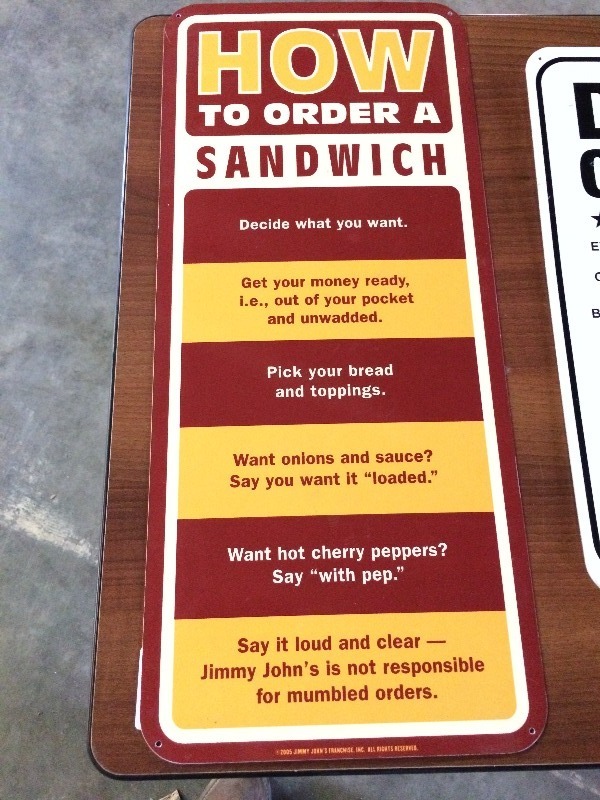 Jimmy Johns Signage - Great for man cave  Lot of 4 see all pictures for more details
