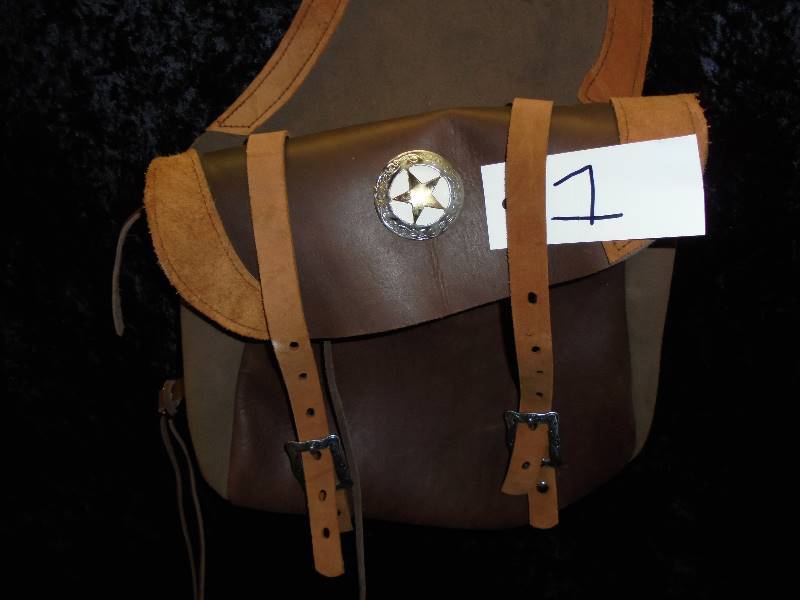 Leather Saddle Bag  - 2 Tone BurgandyTan