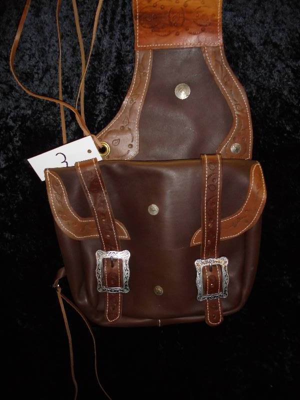Leather Saddle Bag - 2 Tone Brown wCoin Accents