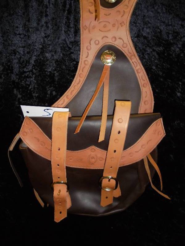 Leather Saddle Bag - 2 Tone Brown wMedallion