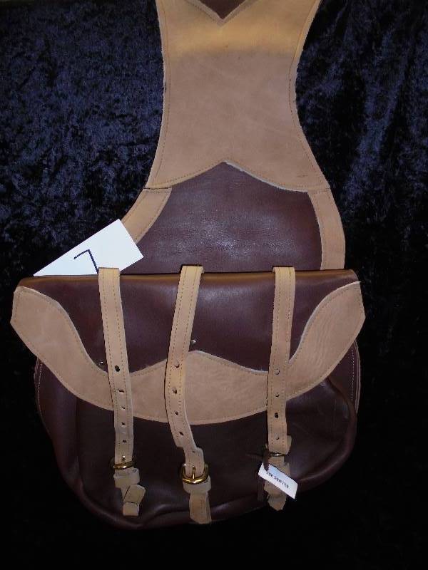 Leather Saddle Bag - 2 Tone Brown wBuckles