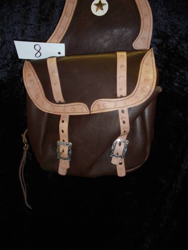 Leather Saddle Bag - 2 Tone Brown wwhite & gold star