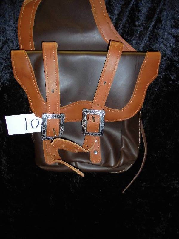 Leather Saddle Bag - 2 Tone Brown wLarge Buckles