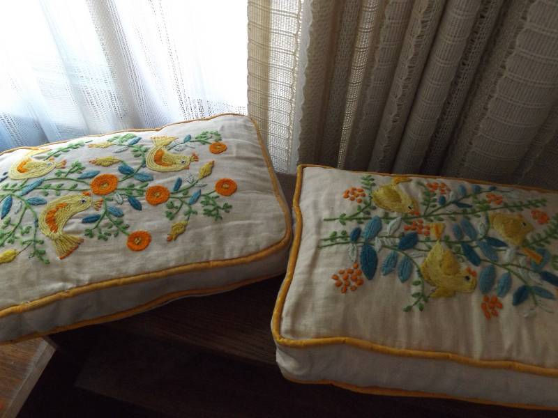 Pillows, Peaacock Feathers, Hand Towels, Vintage Trumpet, Medicine Bottle, more
