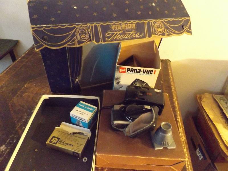 Slide Viewer with Vintage Slide Theater, Brownie Camera, Color Photo Paint