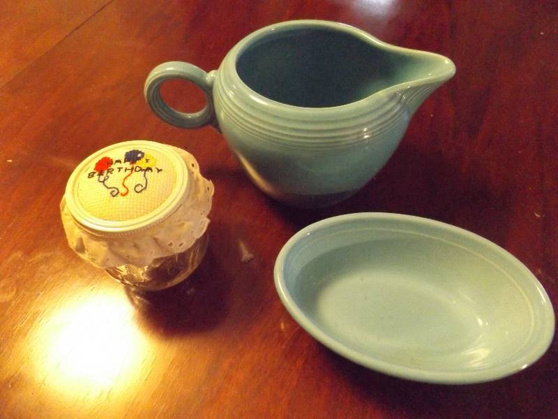 Turquoise Fiestaware Pitcher, Ovenware Baking Dish, Birthday Jar