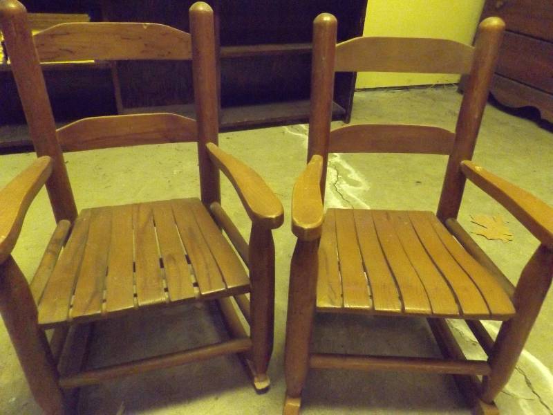2 Childrens Wood Rocking Chairs