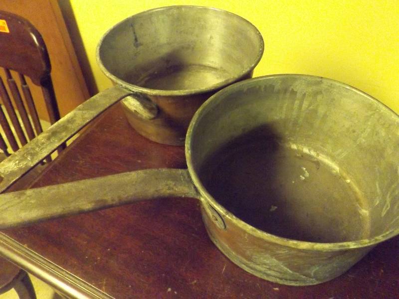 2 Rustic Copper Pots
