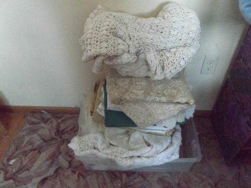 Hand Crocheted Afghan, Tablecloths