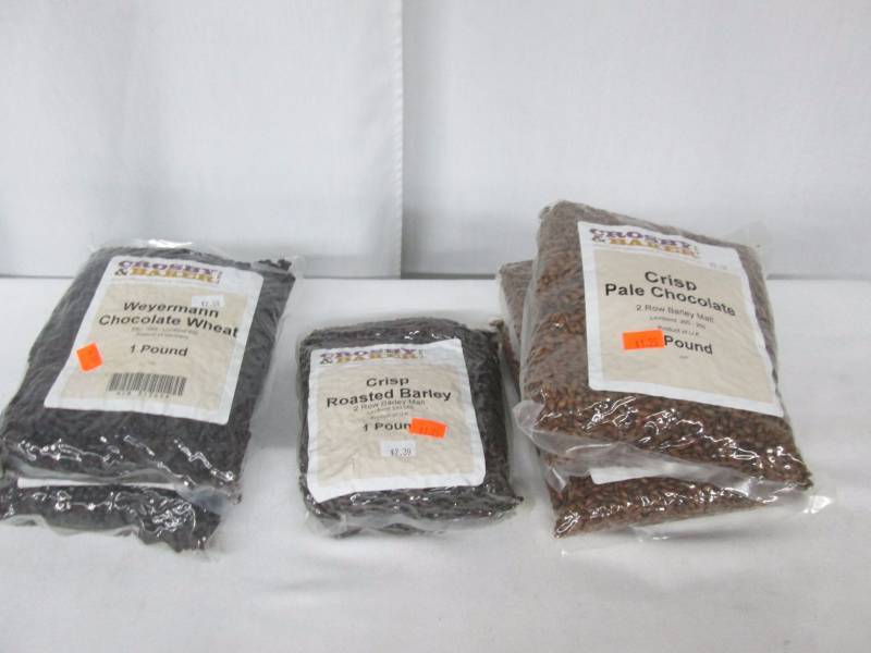 Crisp Pale Chocolate, Crisp Roasted & Weyermann Chocolate Wheat Barley