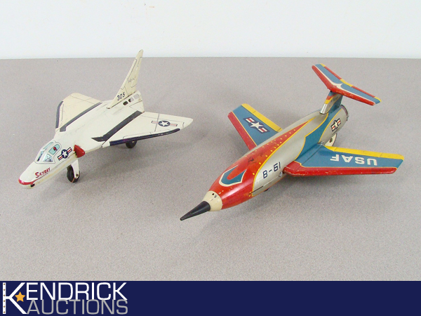 Vintage Tin Japan Bandai USAF, and Navy Jet Toys